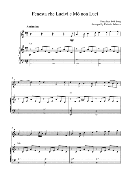 Fenesta che Lucivi e Mò non Luci (arr. Kaiserin Rebecca)