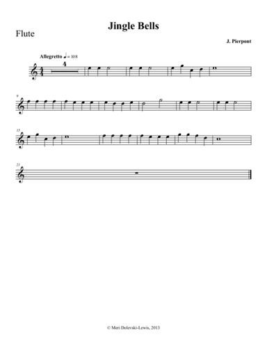 Jingle Bells: flute/piano (arr. Meri Dolevski)
