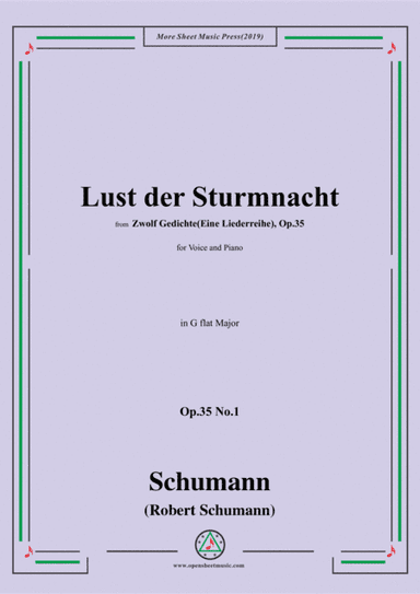 Schumann-Lust der Sturmnacht,Op.35 No.1 in G flat Major,for Voice&Pano (arr. MSM)