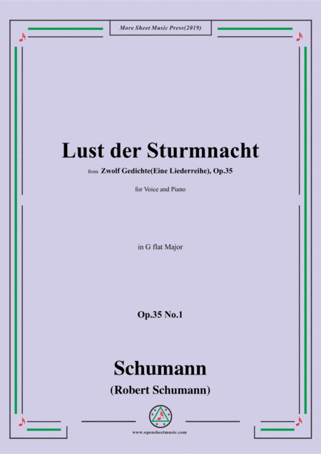 Schumann-Lust der Sturmnacht,Op.35 No.1 in G flat Major,for Voice&Pano (arr. MSM)