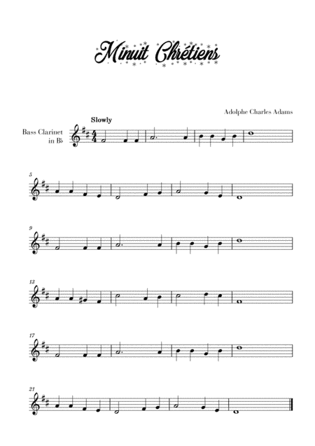 Minuit, Chrétiens (for Bass Clarinet) (arr. Cadenza Editions)