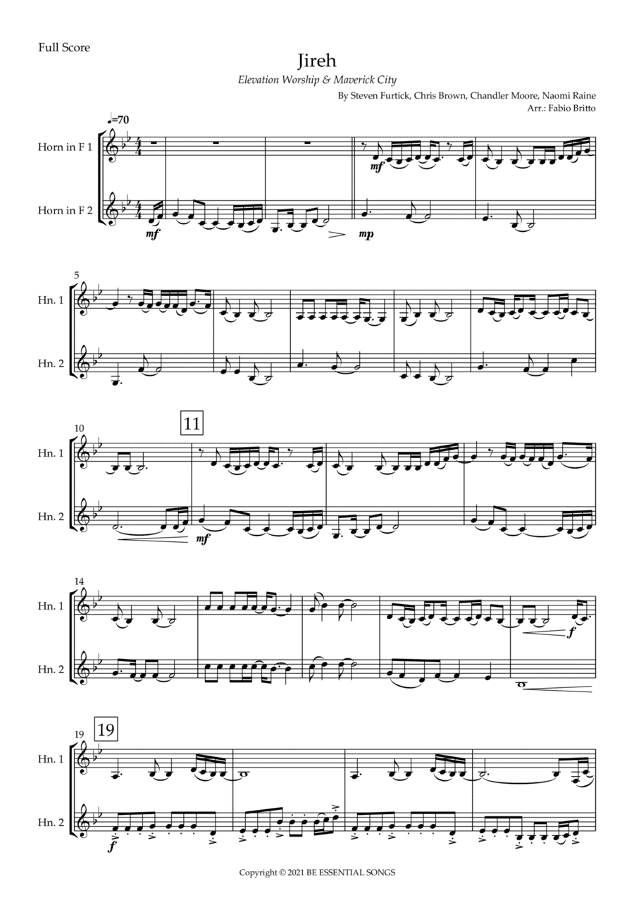 Jireh (arr. Fabio Britto)