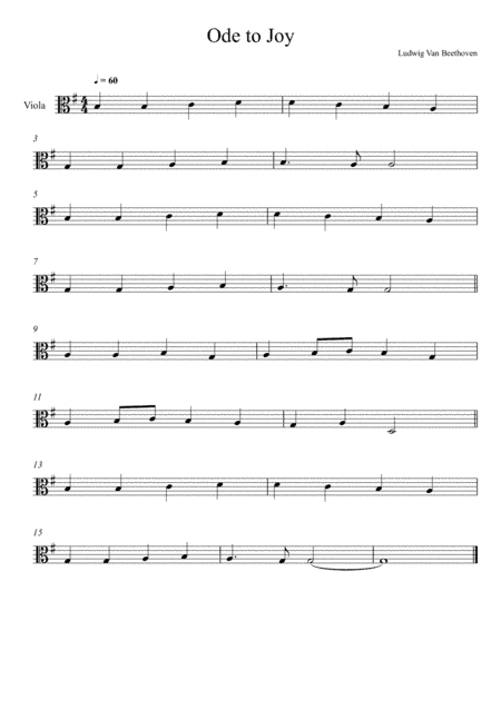 Beethoven - Ode to Joy (Viola Solo) Very Easy Version (arr. André Laitano)