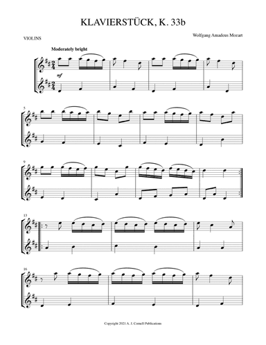 Klavierstück, K. 33b (arr. Mark Phillips)