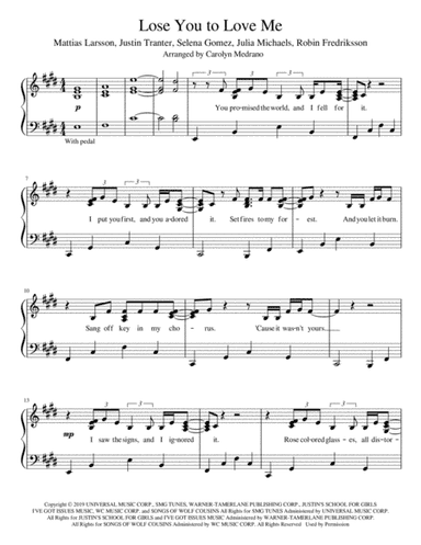 Lose You To Love Me (arr. Carolyn Medrano)