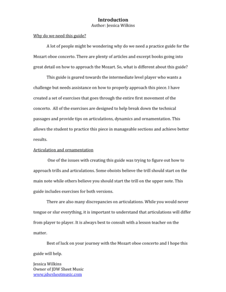 Practice Guide - Mozart Oboe Concerto Movement 1