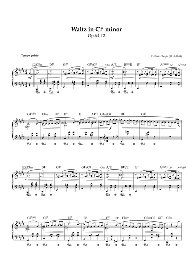 Waltz in C# minor Op.64 No.2 - Frederic Chopin (Piano score with Jazz Chords) (arr. Popnroll 1976)