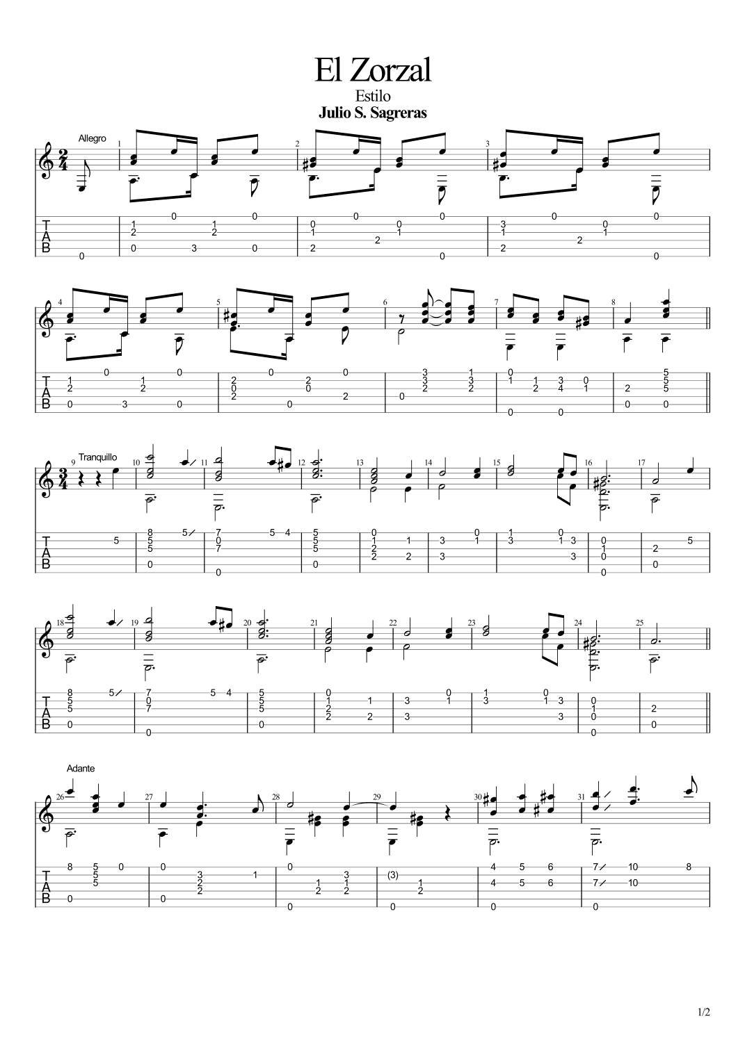 El Zorzal (Estilo) (arr. Leonardo Ramos)