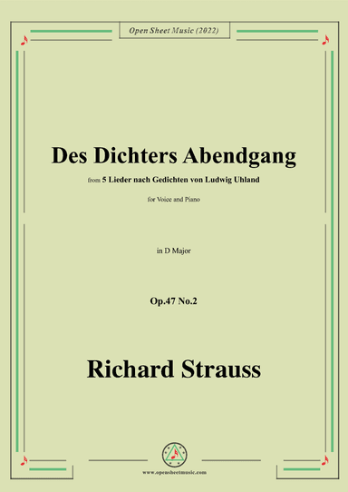 Richard Strauss-Des Dichters Abendgang,in D Major (arr. OSM Press)