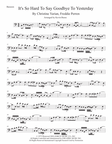 It's So Hard To Say Goodbye To Yesterday (arr. Kevin Busse)