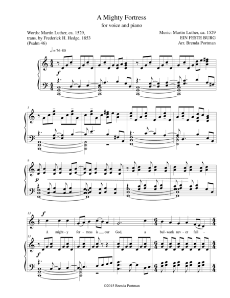 A Mighty Fortress is our God (EIN FESTE BURG), Low Voice, arr. Brenda Portman (arr. Brenda Portman)
