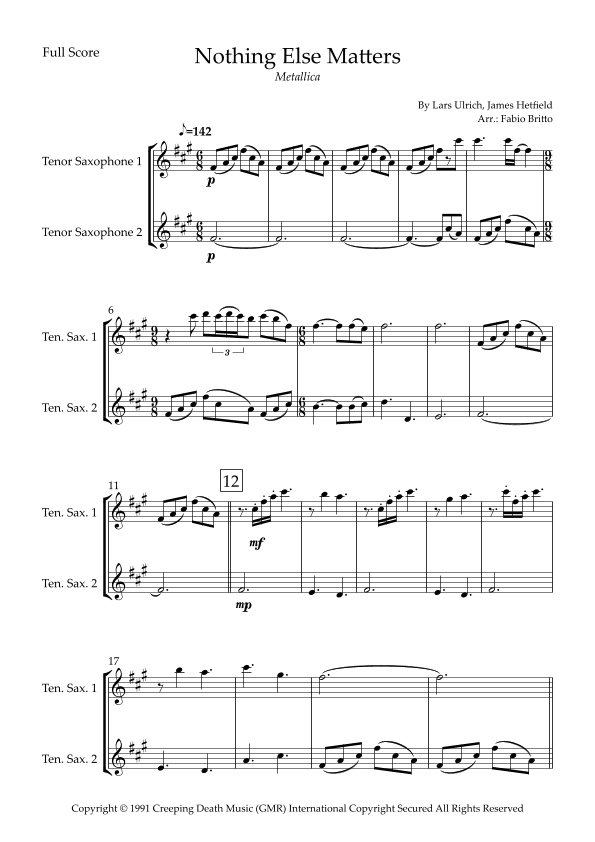 Nothing Else Matters (arr. Fabio Britto)