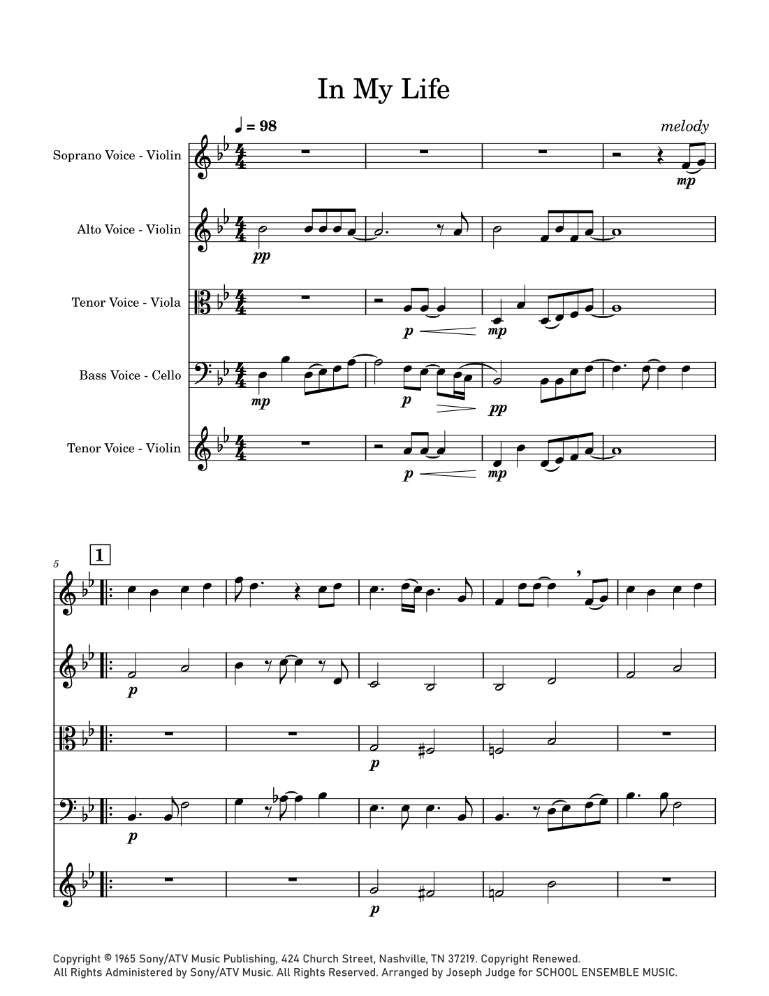 In My Life (arr. Joseph Judge)