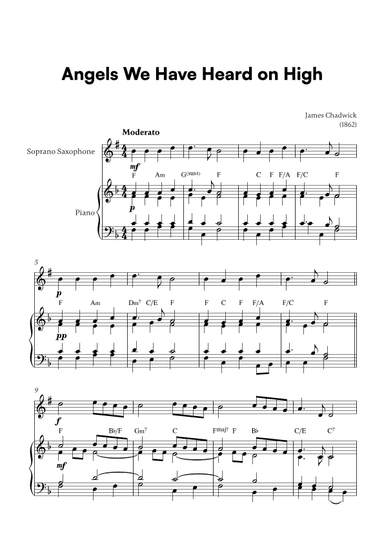 Angels we have heard on high (for Soprano Saxophone and Piano) (arr. Cadenza Editions)