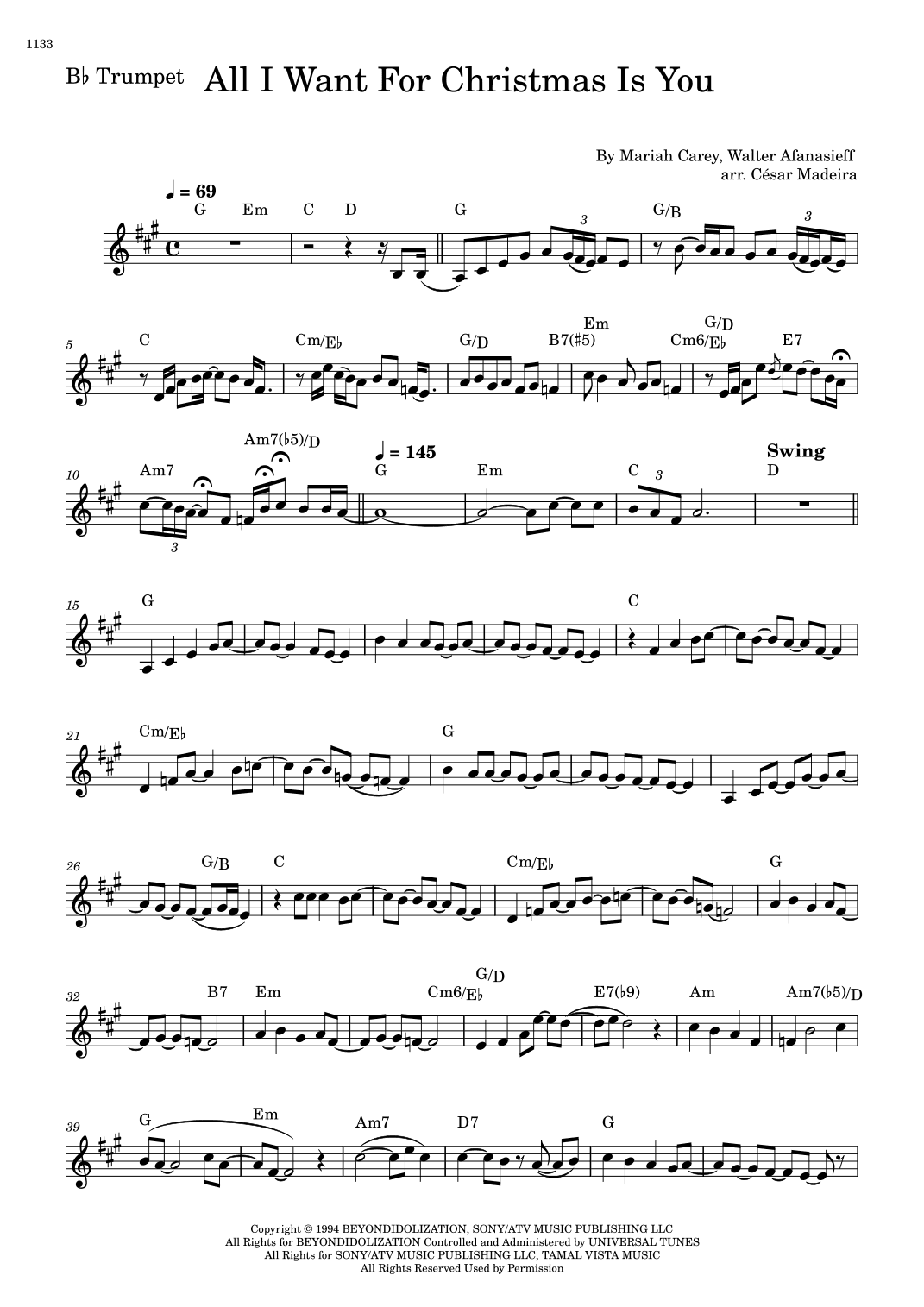 All I Want For Christmas Is You (arr. César Madeira)