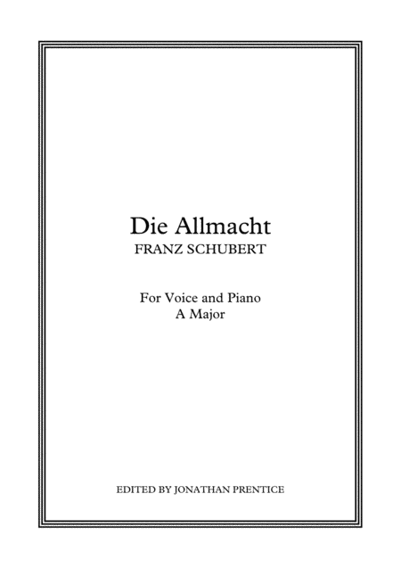Die Allmacht (A Major) (arr. Jonathan Prentice)
