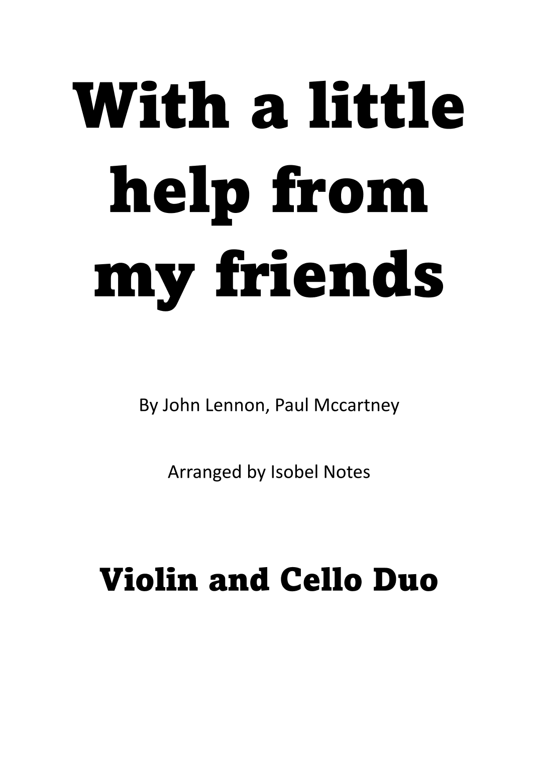 With A Little Help From My Friends (arr. Isobel Notes)