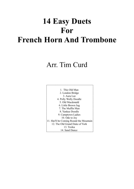 14 Easy Duets For French Horn And Trombone (arr. Curd)
