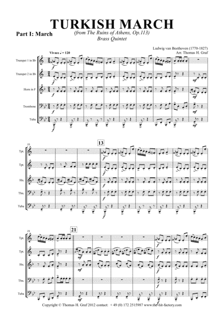 Turkish March & Laendler - Beethoven - Brass Quintet (arr. Thomas H. Graf)