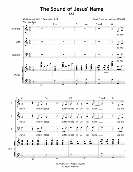 The Sound of Jesus' Name (SAB)