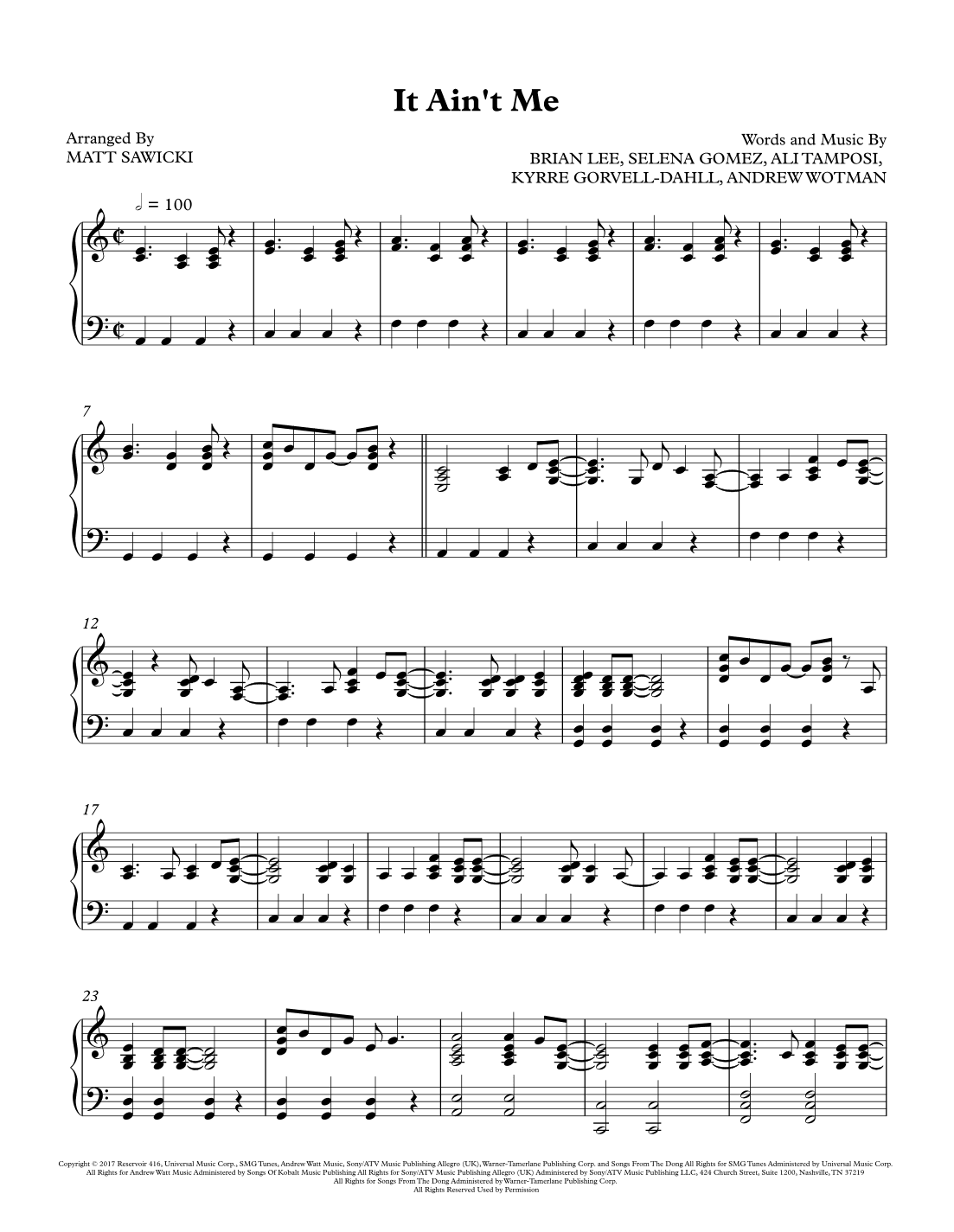 It Ain't Me (arr. Matt Sawicki)