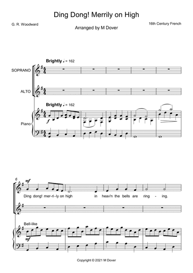 Ding Dong Merrily on High - 2 Part Choir (SA) - Upper Voices (arr. Martin Dover)