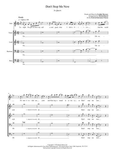 Don't Stop Me Now (arr. Mitchell Bartel)