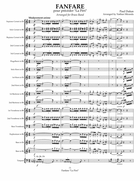 FANFARE Pour preceder La Peri (for Brass Band) (arr. Nathan Miranda)