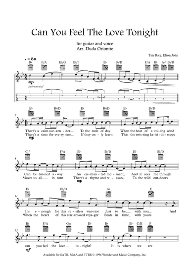 Can You Feel The Love Tonight (arr. Duda Oriontte)