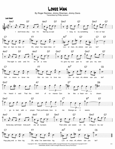 Lover Man (oh, Where Can You Be?) (arr. Philip Jackson)