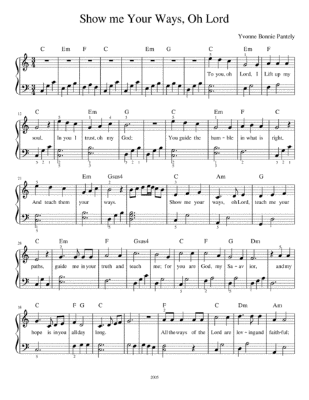 Show Me Your Ways, Oh Lord