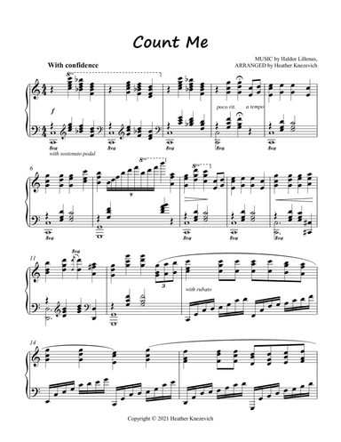 Count Me advanced piano solo (arr. Heather Knezevich)