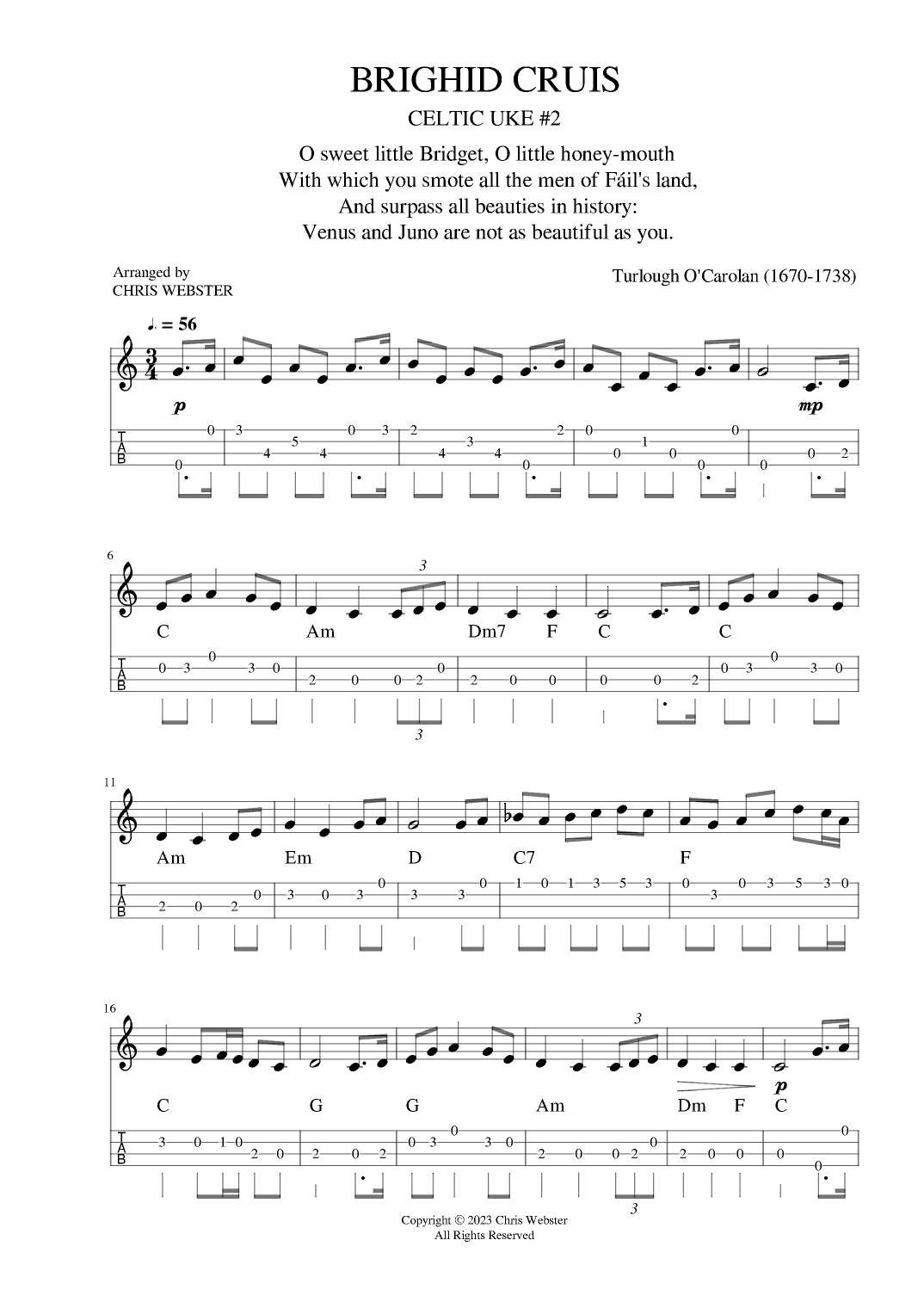 Celtic Uke #2: Brighid Cruis (arr. Chris Webster)