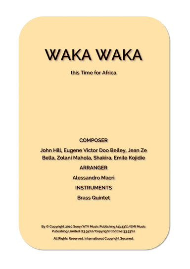 Waka Waka (this Time For Africa) (arr. Alessandro Macrì)