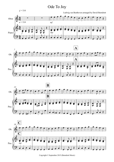 Ode to Joy for Oboe and Piano (arr. David Burndrett)