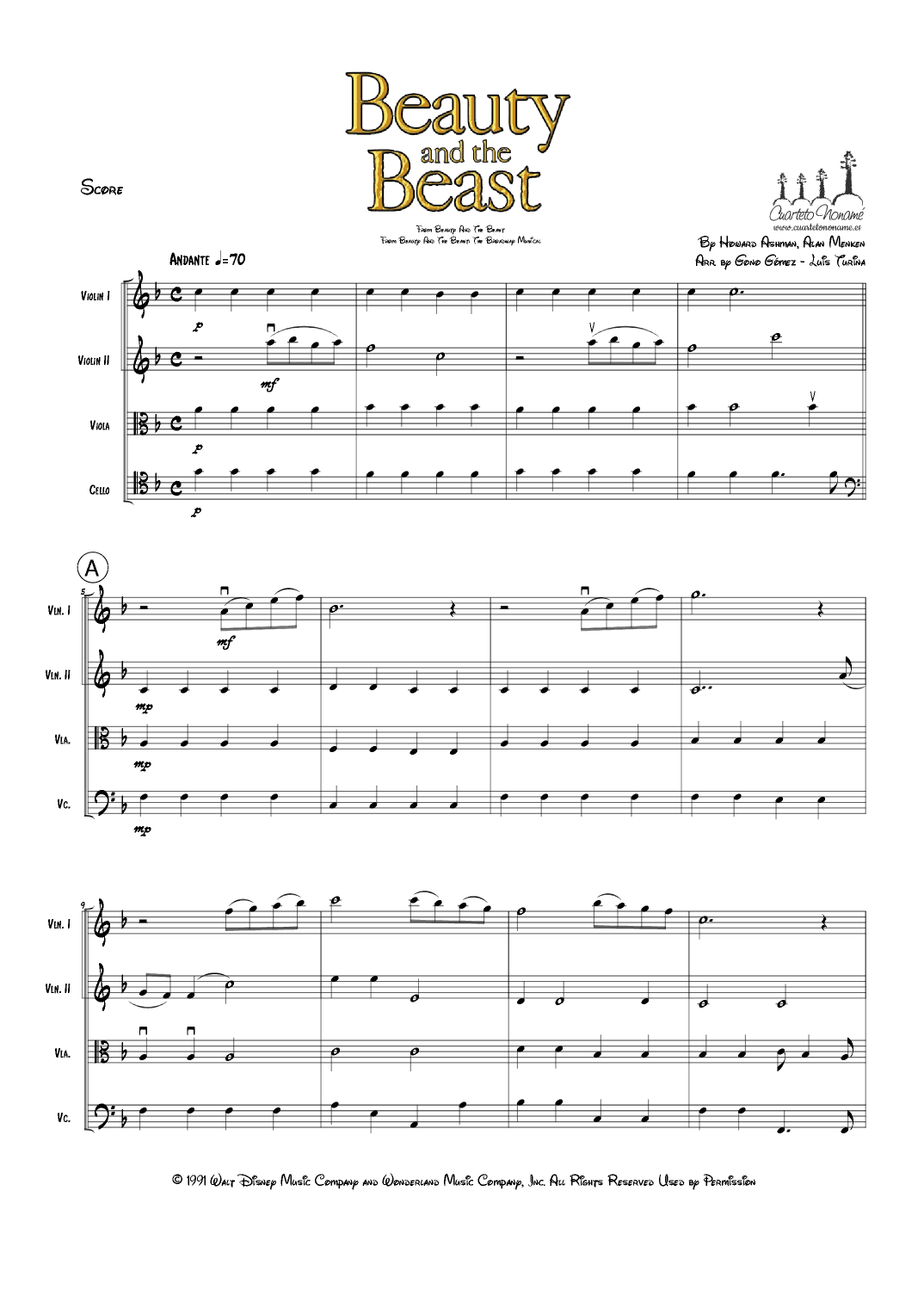 Beauty And The Beast (arr. Nonamé Música)