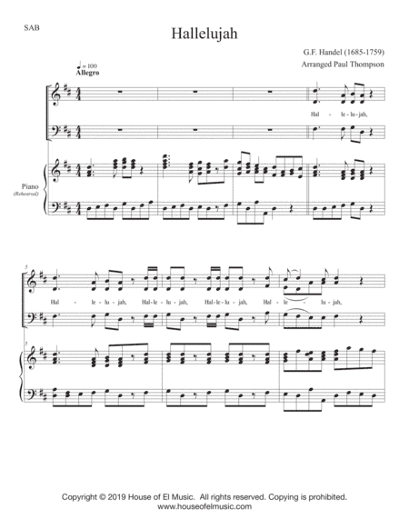 Hallelujah Chorus - The Messiah for Young Voices (SAB) (arr. Paul Thompson)
