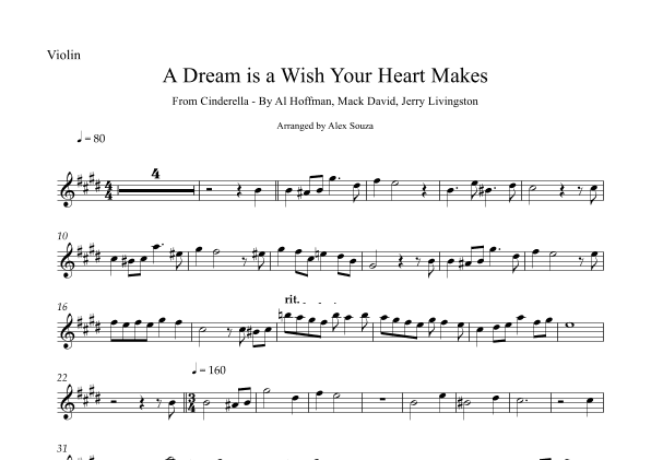 A Dream Is A Wish Your Heart Makes (arr. Alex Souza)