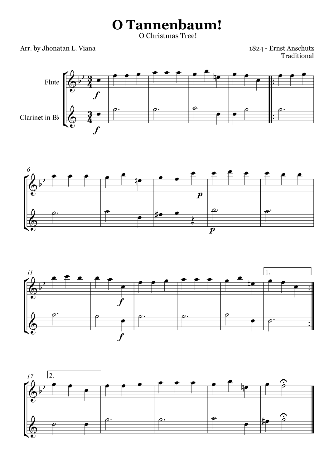 Oh! Tannenbaum! (Oh! Christmas Tree!) (arr. Jhonatan Lucio Viana)