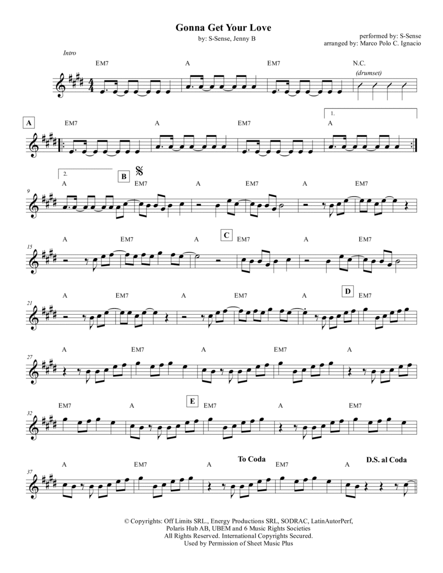 Gonna Get Your Love (arr. Marco Polo C. Ignacio)