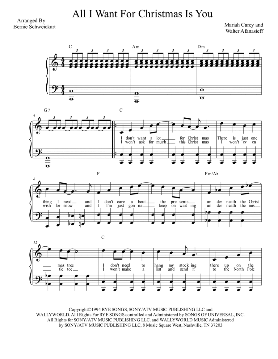All I Want For Christmas Is You (arr. Bernie Schweickart)