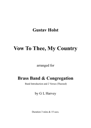 Vow to Thee, My Country (Brass Band and Congregation Vocal) (arr. G L Harvey)