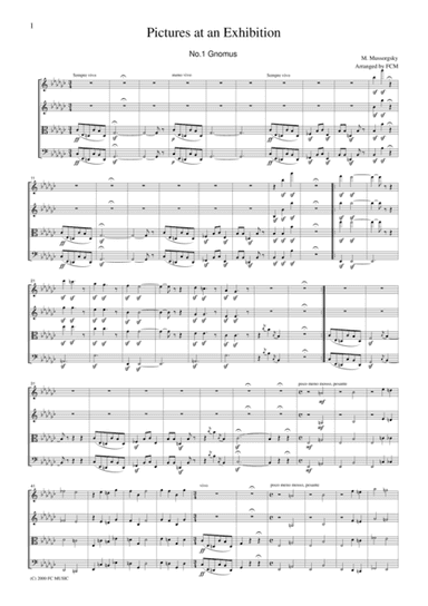 Mussorgsky  Gnomus from Pictures at an Exhibition, for string quartet, CM102 (arr. FCMUSIC)