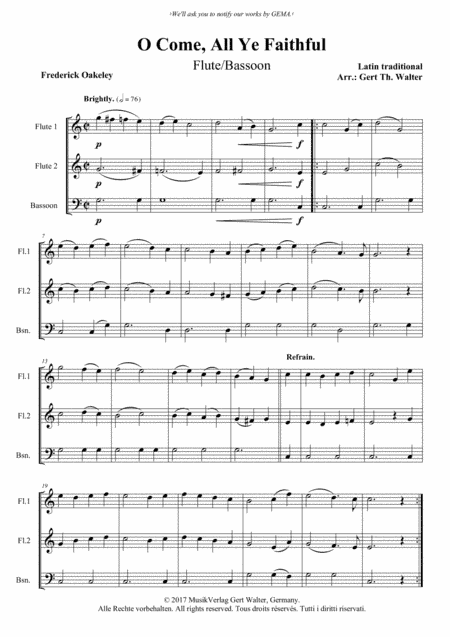 O Come, All Ye Faithful (arr. Gert Th. Walter)