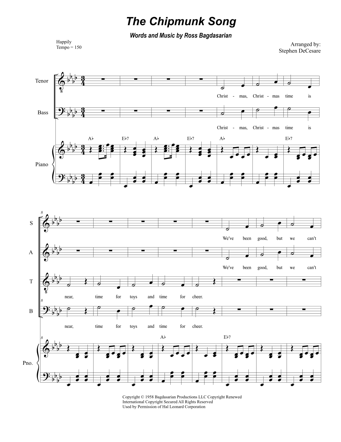 The Chipmunk Song (arr. Stephen DeCesare)