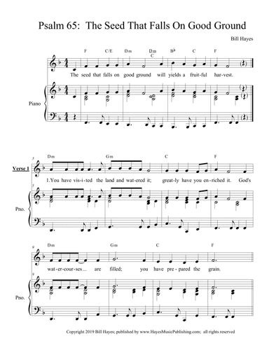 Psalm 65:  The Seed That Falls On Good Ground - piano/vocal