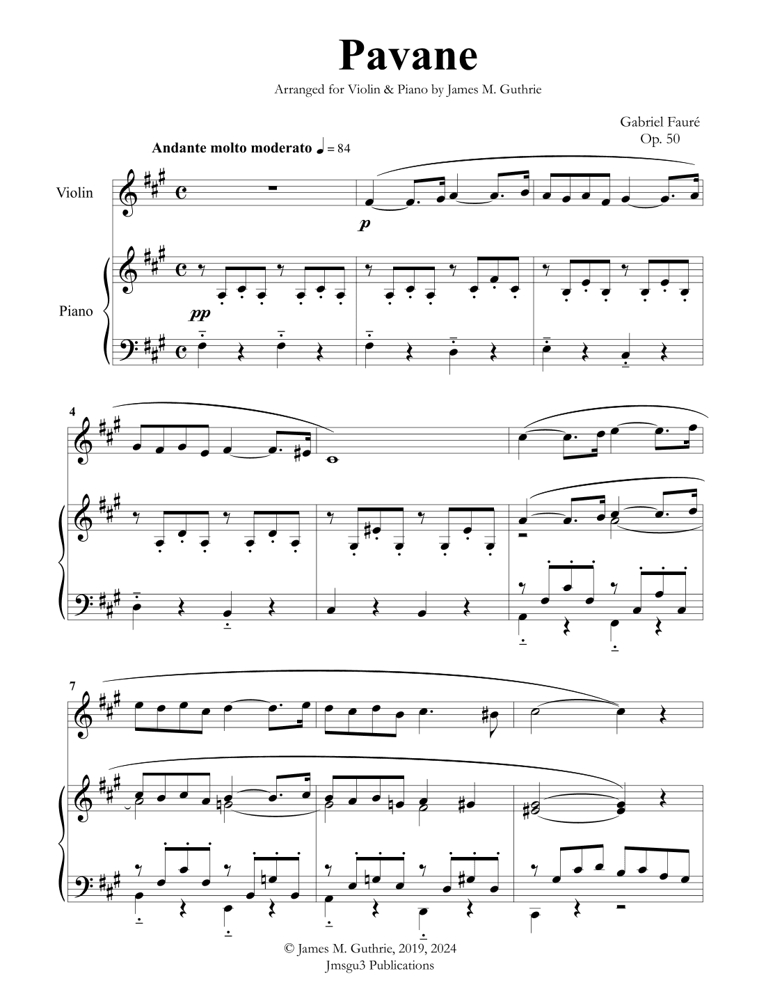 Fauré: Pavane Op. 50 for Violin & Piano (arr. James M. Guthrie)