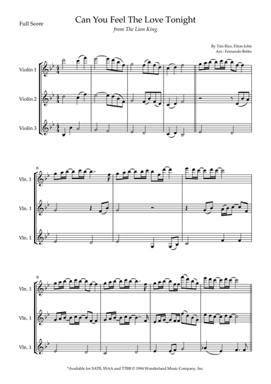 Can You Feel The Love Tonight (arr. Fernando Britto)