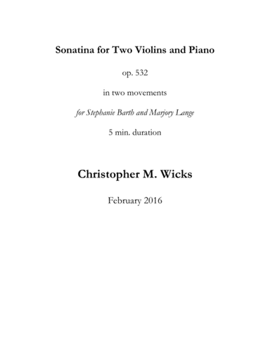 Sonatina for Two Violins and Piano