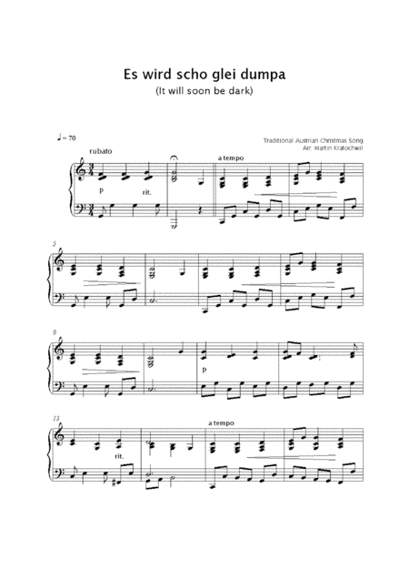 Es wird scho glei dumpa (It will soon be dark) (arr. Martin Kratochwil)